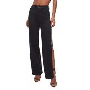 Good American Good Boy Side Slit High Rise Straight Jeans Black NWT Size 16